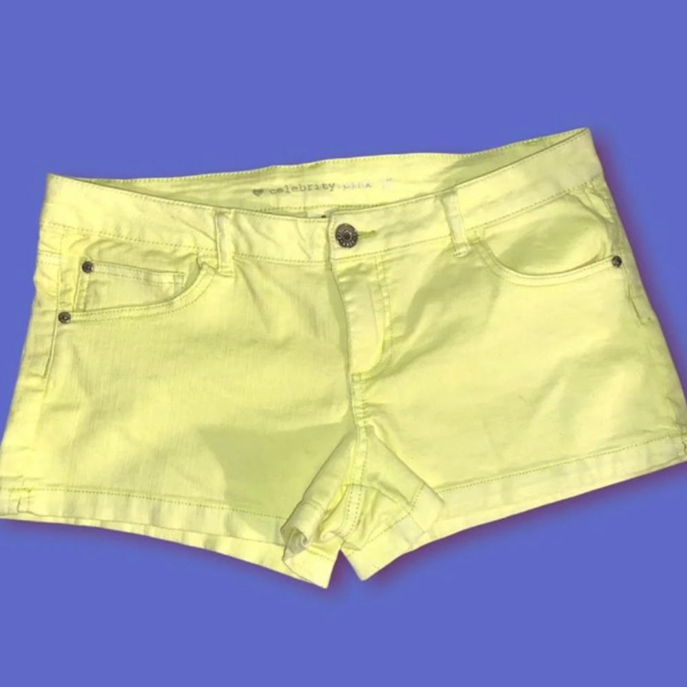 Celebrity Pink Neon Yellow Shorts Juniors Size 11
